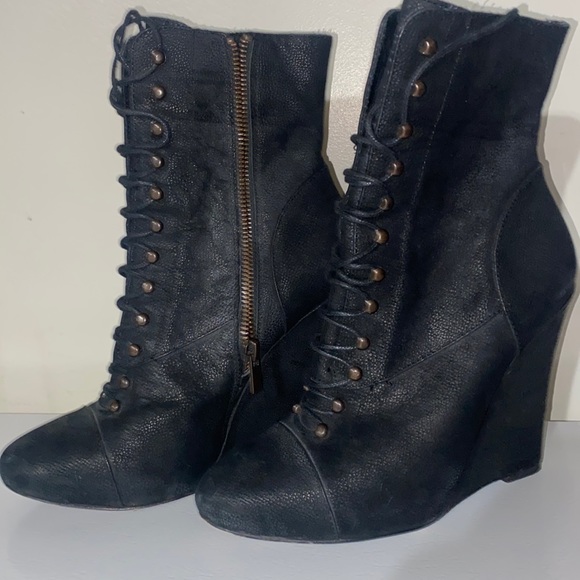 Joie Break On Through Lace-up Wedge Boots - Picture 2 of 12